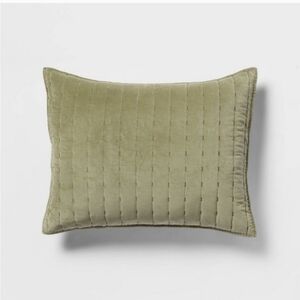 Threshold Channel Stitch Velvet Quilt Pillow Sham Green Standard
